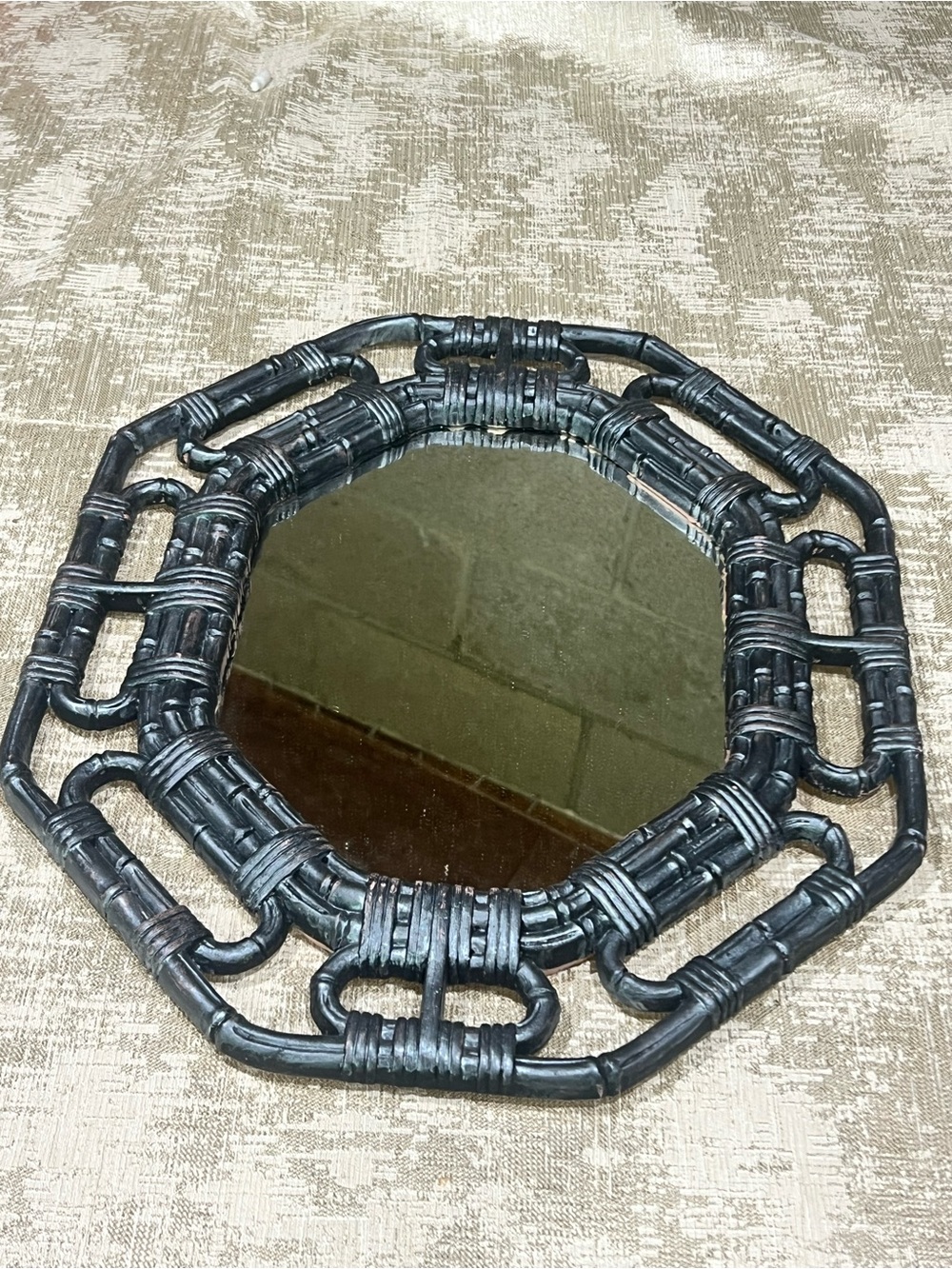 Vintage  octagon Mirror Plastic Bohemian Boho home decor.